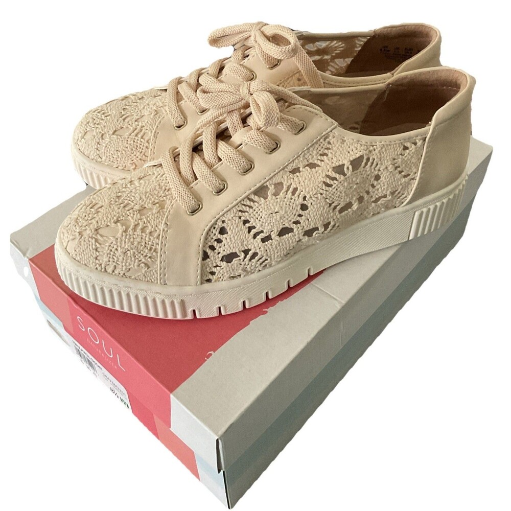 NIB Soul By Naturalizer Casual Lace-Up Sneaker Topaz Porcelain Crotchet 8.5 W